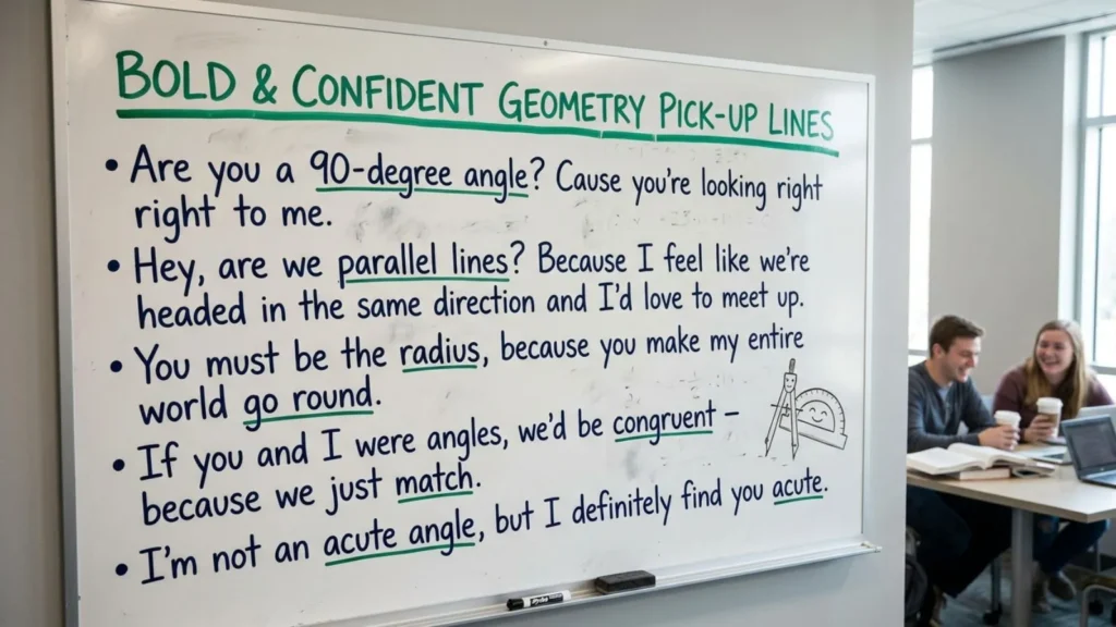 Bold and Confident Are You Geometry Pick Up Line Ideas