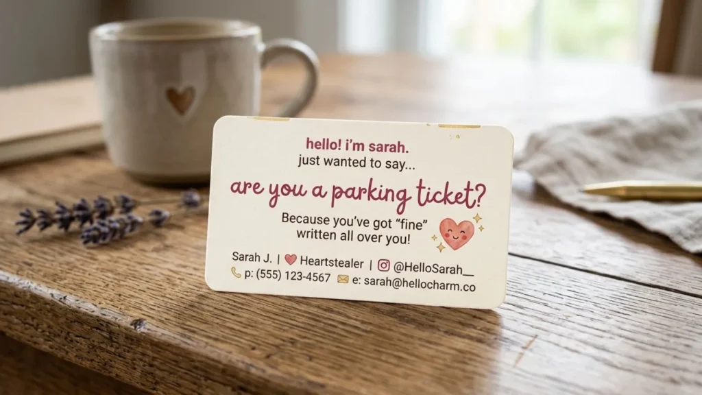 Cute and Charming Pick Up Line Business Card 
