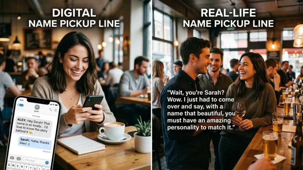 Digital vs Real-Life Name Pickup Lines