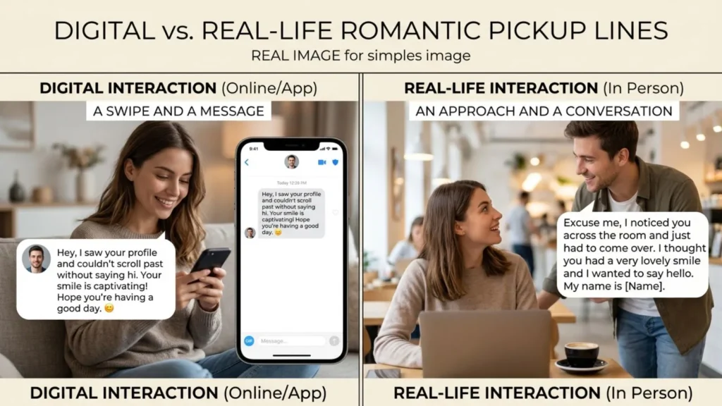 Digital vs. Real-Life Romantic Pickup Lines